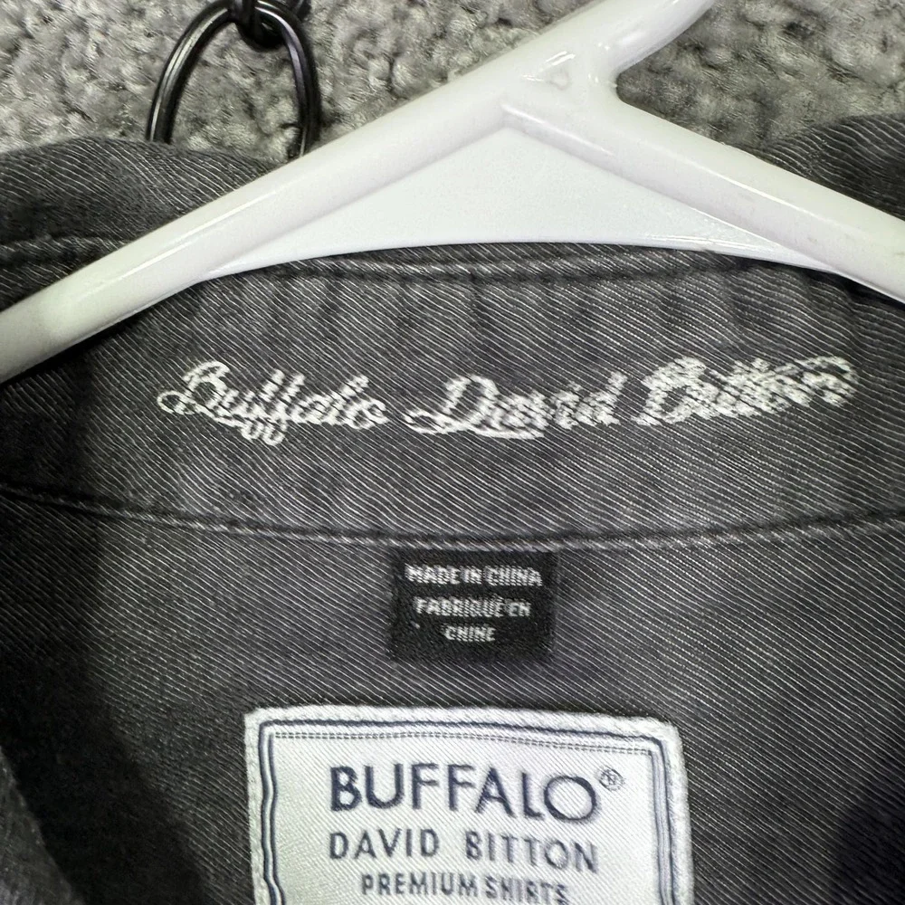 Buffalo David Bitton Shirt Mens XL Gray Long Sleeve Button Up Denim Western